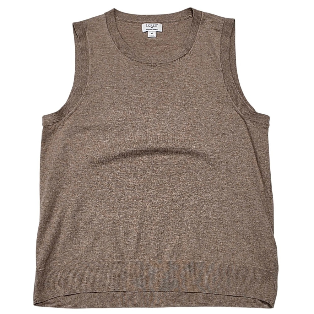 J.Crew Classic Shell Sweater Vest Women M Brown Cotton Knit Sleeveless